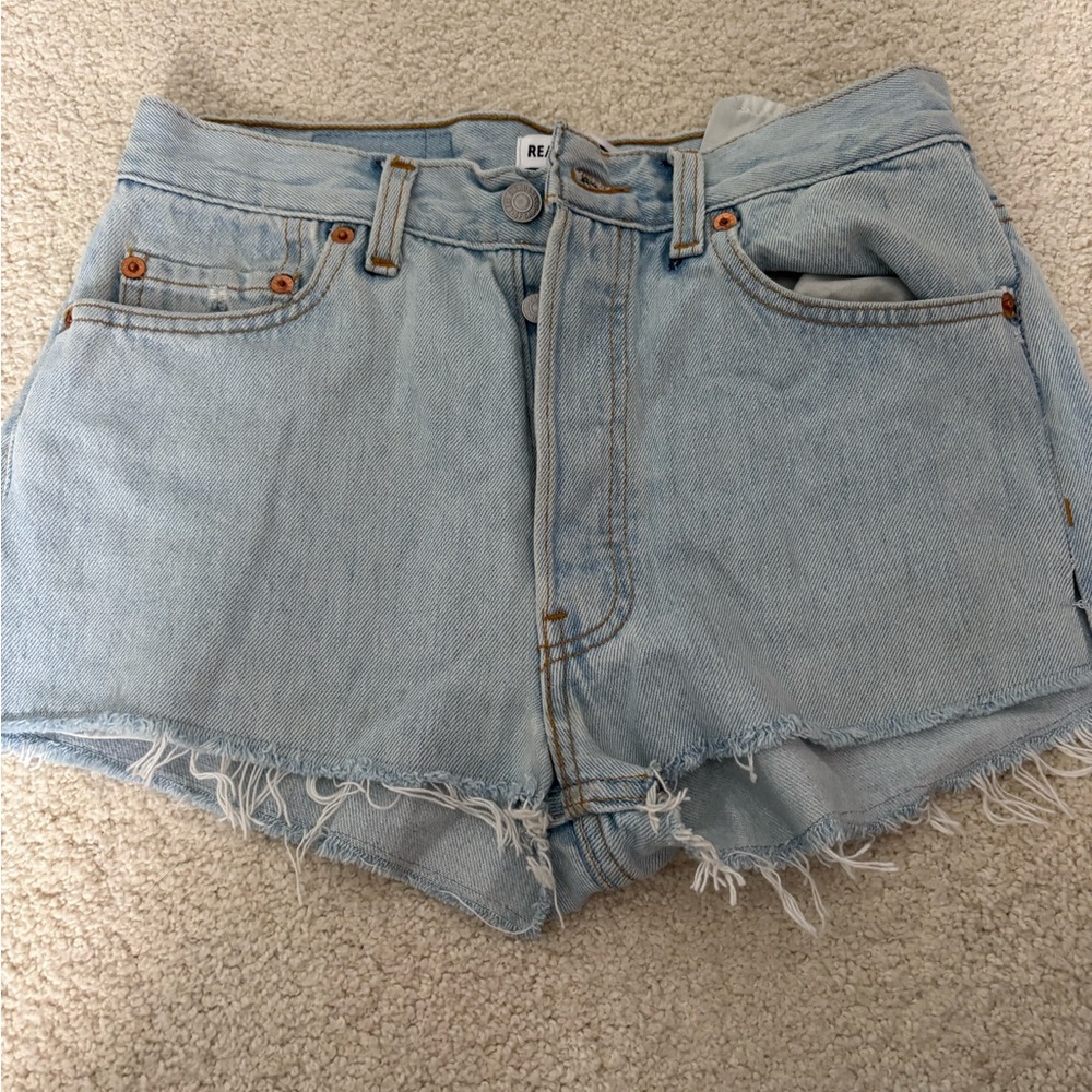 Re/Done Blue Jean Shorts High-Waisted Cut-Off